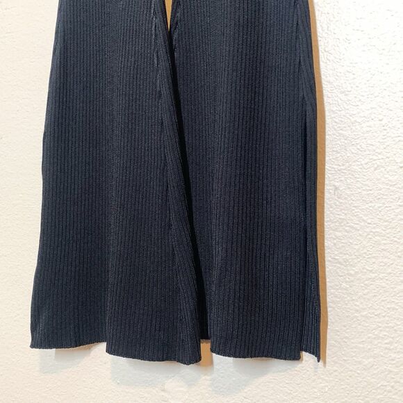 Michael Costello x Revolve Elizabeth Pants XS Black Rib Knit Flare Slit - Picture 2 of 7